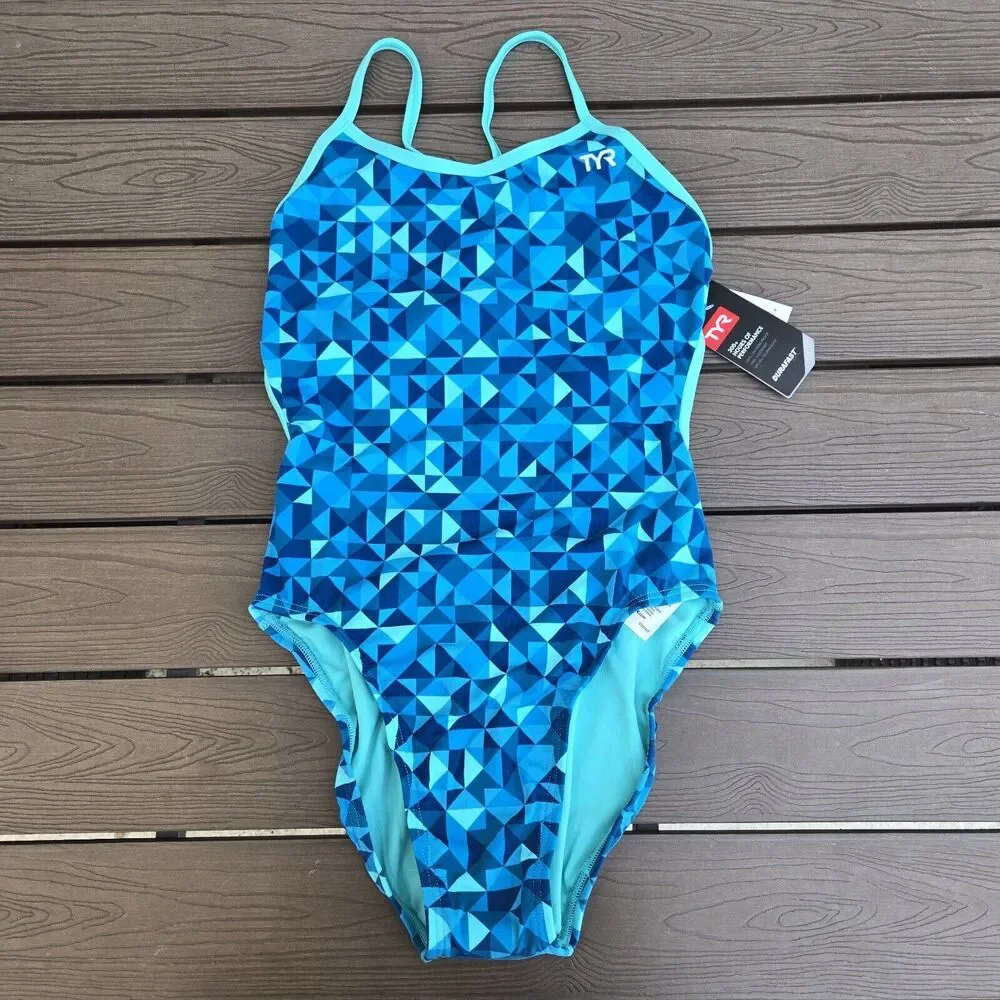 TYR Durafast One Optic Crosscutfit Tieback Multicolor/blue  Swim  - Sz 30 New